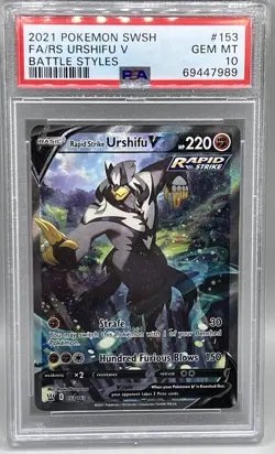 Pokemon Rapid Strike Urshifu V 153/163 SWSH Battle Styles Alt Art PSA 10 - Image 1