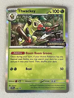 Thwackey SVP115 Twilight Masquerade Prerelease Promo Holo Rare Pokemon Card - Image 1