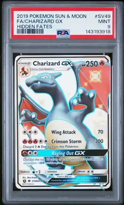 2019 POKEMON SUN & MOON HIDDEN FATES #SV49 FULL ART/CHARIZARD GX PSA 9 - Image 1