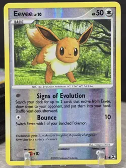 Pokemon Card TCG Eevee 59/111 DP Rising Rivals 2009 Reverse Holo lv. 10 Vintage - Image 3