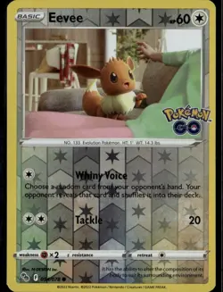 Eevee Common Pokemon GO 054/078 Colorless Reverse Holo Pokemon Card - Image 1