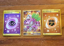 Pokemon 3 Card Gold Lot Energy (Energy 207/165, Energy 258/198, Oranguru) - Image 1