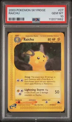 2003 POKEMON SKYRIDGE #27 RAICHU PSA 10 - Image 1