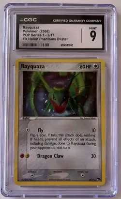 CGC 9 Rayquaza 2006 POP Series 1 3/17 Holo SWIRL Pokemon Card - Image 1