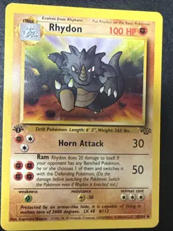 Rhydon 45/64 Uncommon 1st Edition Jungle Pokemon HP - Image 1