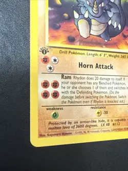 Rhydon 45/64 Uncommon 1st Edition Jungle Pokemon HP - Image 2