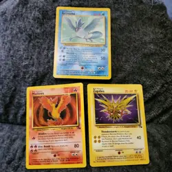 Pokemon TCG Legendary Bird Trio Moltres Zapdos Articuno. Fossil Rare Set - Image 1