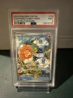 Pokemon TCG Castform Sunny Form Illustration Surging Sparks 195/191 PSA 9 - Image 1