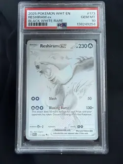 Pokemon Reshiram ex Sv: White Flare 173/086 Holo Black White Rare PSA 10 - Image 1