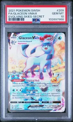 PSA 10 - 2021 Pokemon Evolving Skies GLACEON VMAX #209 (7968) - Image 1