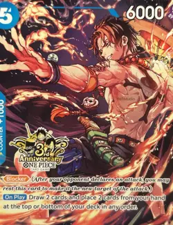 Portgas.D.Ace OP07-053 Alt Art 3rd Anniversary Stamped Promo One Piece TCG NM - Image 2