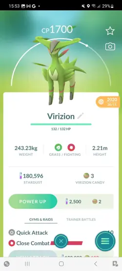 Pokemon Go Legendary Virizion ( Normal ) - Image 1