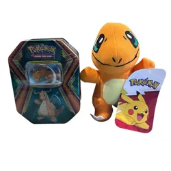 Pokemon TCG Dragonite Dragons Tin NEW/SEALED With Charmander Plush 7” New 820650102851 - Image 1