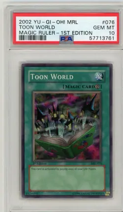 2002 Yu-Gi-Oh Toon World #MRL-076 Magic Ruler 1st Ed. Super Rare PSA 10 Gem Mint - Image 1