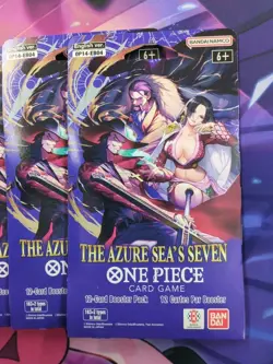 One Piece OP-14 THE AZURE SEA’S SEVEN Sleeved Blister Booster Packs Sealed 12x - Image 3