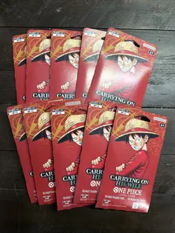 LOT OF 10 One Piece OP-13 Carrying on His Will Sleeved Blister Booster Packs New - Image 1