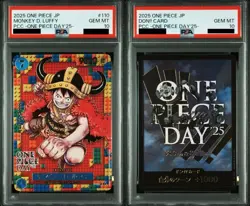 PSA 10 ONE PIECE DAY 25 Monkey D Luffy Premium Card Sequential Set 2025 Japanese - Image 1