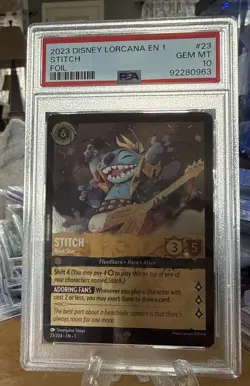 2023 DISNEY LORCANA EN 1-THE FIRST CHAPTER FOIL #23 STITCH - ROCK STAR PSA 10 - Image 1