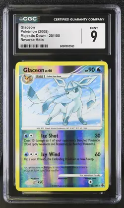 CGC 9 MINT Glaceon 2008 Majestic Dawn 20/100 Reverse Holo Pokemon Card - Image 1