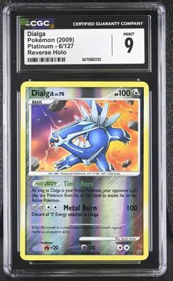 CGC 9 MINT Dialga 2009 Platinum 6/127 Reverse Holo Pokemon Card - Image 1