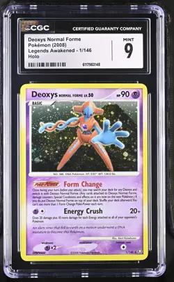 CGC 9 MINT Deoxys Normal Forme 2008 Legends Awakened 1/146 Holo Pokemon Card - Image 1