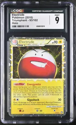 CGC 9 MINT Electrode Prime 2010 Triumphant 93/102 Holo Pokemon Card - Image 1