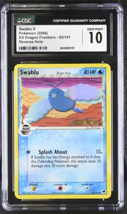 CGC 10 Swablu EX Dragon Frontiers 65/101 Reverse Holo STAMPED Pokemon Card - Image 1