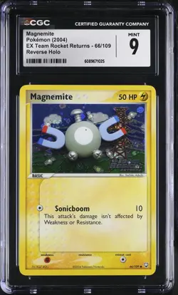 CGC 9 Magnemite EX Team Rocket Returns 66/109 Reverse Holo Stamped Pokemon Card - Image 1