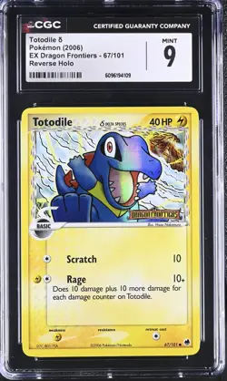 CGC 9 MINT Totodile EX Dragon Frontiers 67/101 Reverse Holo STAMPED Pokemon Card - Image 1