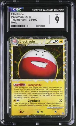 CGC 9 MINT Electrode 2010 Triumphant 93/102 Holo Pokemon Card - Image 1