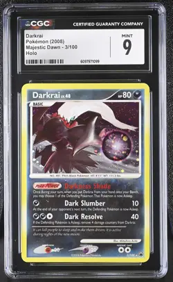 CGC 9 MINT Darkrai 2008 Majestic Dawn 3/100 Holo Pokemon Card - Image 1