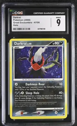CGC 9 MINT Darkrai 2008 Great Encounters 4/106 Holo Pokemon Card - Image 1