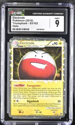 CGC 9 MINT Electrode 2010 Triumphant 93/102 Holo Pokemon Card - Image 1