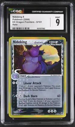 CGC 9 MINT Nidoking 2006 EX Dragon Frontiers 6/101 Holo Pokemon Card - Image 1