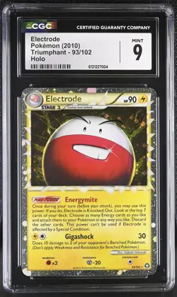 CGC 9 MINT Electrode 2010 Triumphant 93/102 Holo Pokemon Card - Image 1