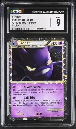 CGC 9 MINT Crobat 2010 Unleashed 84/95 Holo Pokemon Card - Image 1