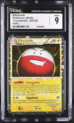 CGC 9 MINT Electrode 2010 Triumphant 93/102 Holo Pokemon Card - Image 1
