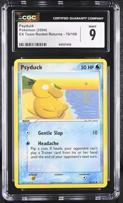 CGC 9 MINT Psyduck 2004 EX Team Rocket Returns 70/109 Pokemon Card - Image 1