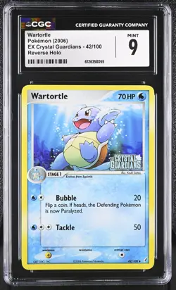 CGC 9 Wartortle EX Crystal Guardians 42/100 Reverse Holo STAMPED Pokemon Card - Image 1