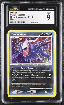 CGC 9 MINT Darkrai 2008 Great Encounters 3/106 Holo Pokemon Card - Image 1