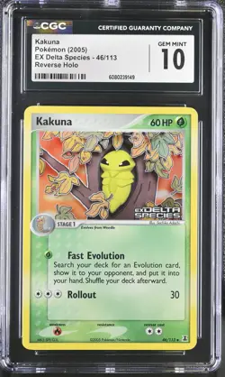 CGC 10 GEM MINT Kakuna EX Delta Species 46/113 Reverse Holo Stamped Pokemon Card - Image 1