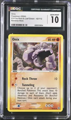 CGC 10 GEM MINT Onix EX Fire Red & Leaf Green 42/112 Reverse Holo Pokemon Card - Image 1