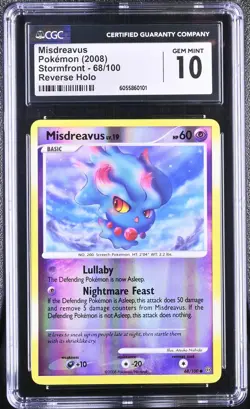 CGC 10 GEM MINT Misdreavus 2008 Stormfront 68/100 Reverse Holo Pokemon Card - Image 1