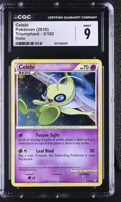 CGC 9 MINT Celebi 2010 Triumphant 3/102 Holo Pokemon Card - Image 1