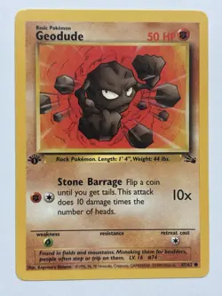 Pokemon TCG 1st Edition Fossil Geodude #47/62 - Image 1