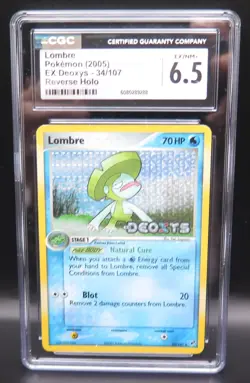 Lombre CGC 6.5 English #34/107 2005 Pokemon EX Deoxys Reverse Holo - Image 1