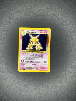 1999 Pokemon Alakazam Base Set Holo Rare 1/102 LP Psychic Card - Image 1