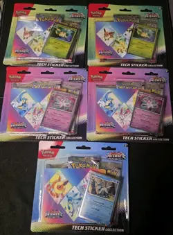 5 Pokemon TCG Prismatic Evolutions Tech Sticker Collection Set Lot Of 5 Sealed - Image 1