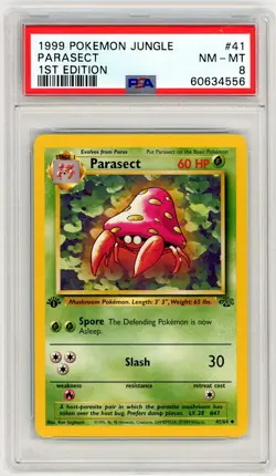 1999 Pokemon Jungle #41 Parasect 1st Edition PSA 7 - Image 1