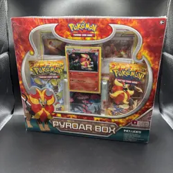 Pokemon XY Flashfire Sealed Pyroar Collection Box 3 Boosters + 3 Holo Foils 2014 - Image 1